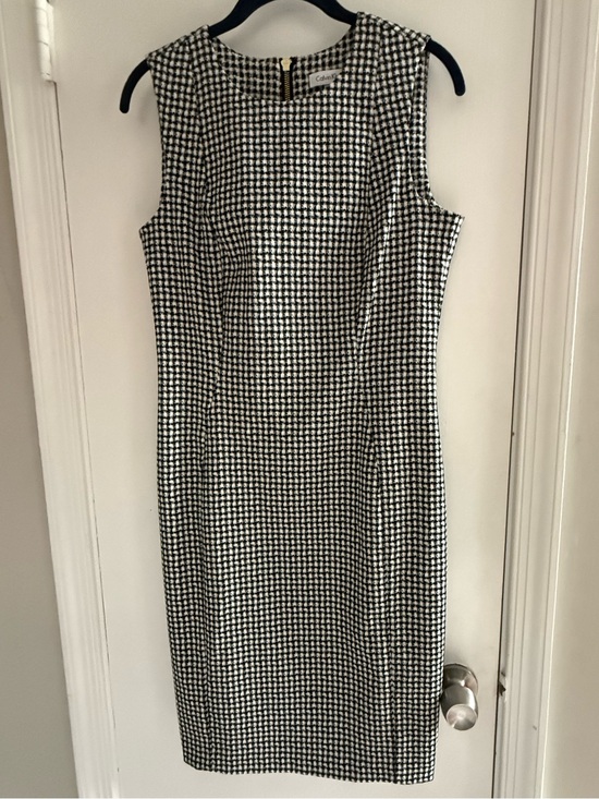 Calvin Klein Dresses & Skirts - Calvin Klein Black & White Houndstooth Midi Sheath Dress Size 8